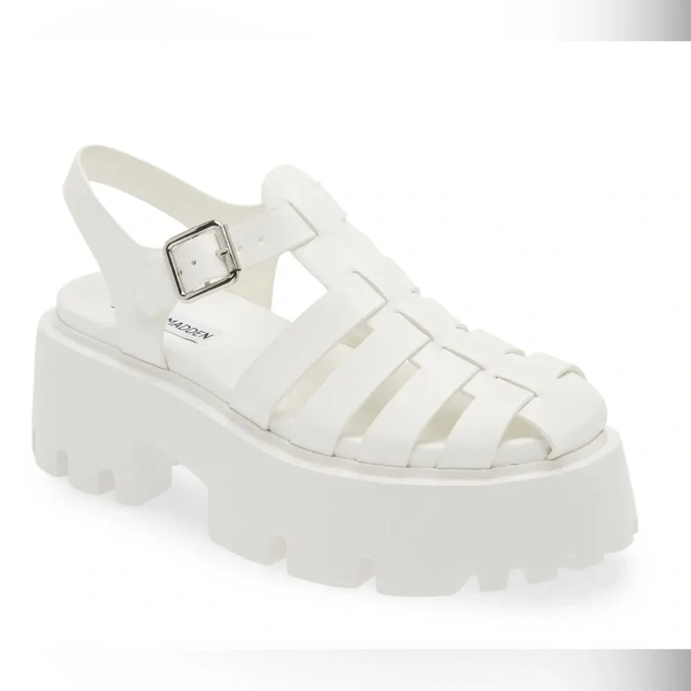 Steve Madden Monti Platform Fisherman Sandal white size 7.5 - Picture 1 of 8